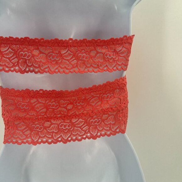 Aerie L Coral Lace Strapless Bandeau Bralette - Picture 9 of 9